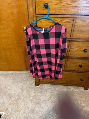 Lexington Avenue Pink and Black Buffalo Check Short Sleeve Swing Top Dress